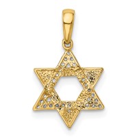 14K Yellow Gold Polished CZ Star of David Pendant view 3