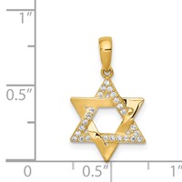 14K Yellow Gold Polished CZ Star of David Pendant view 4