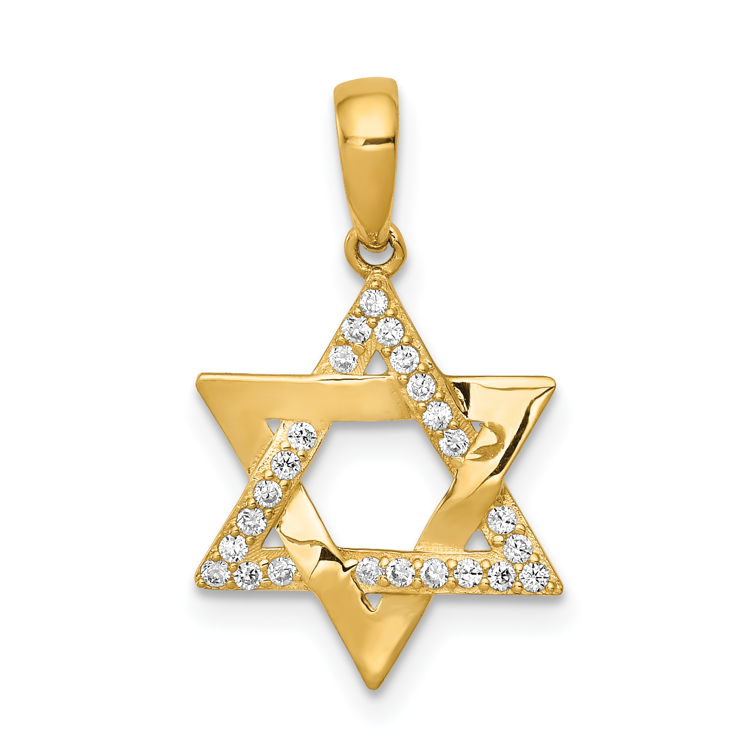 14k Polished CZ Star of David Pendant (XR1702)
