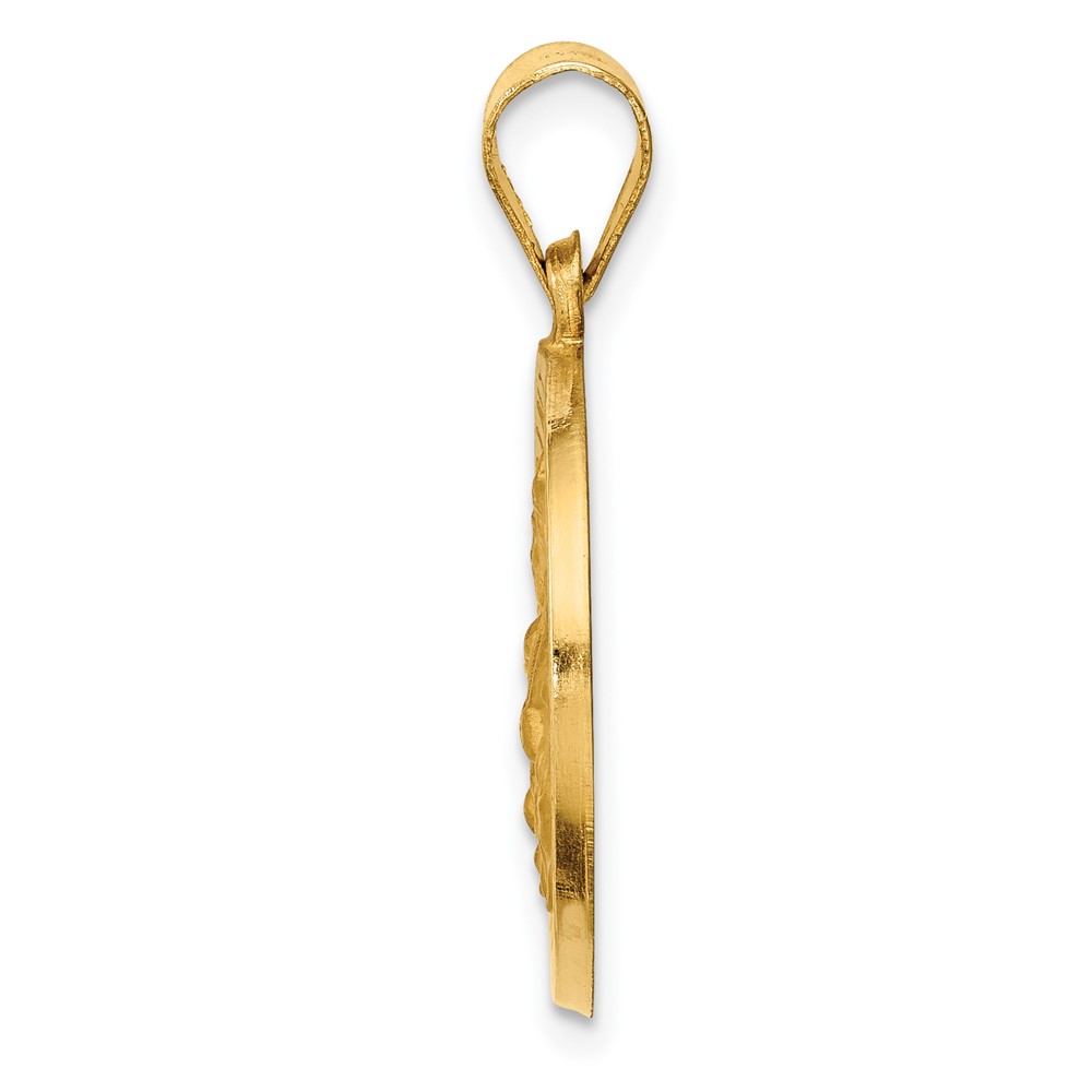 14k Hollow Polished/Satin Round St. Edmund Medal (XR1706)