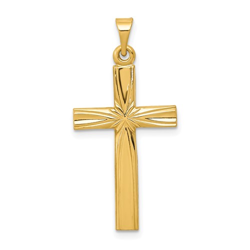 14K Yellow Gold Polished Latin Cross Pendant