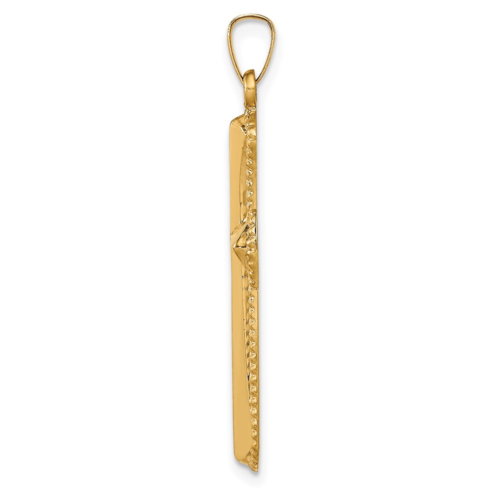 14k Hollow Polished Beaded Edge Cross (XR1725)
