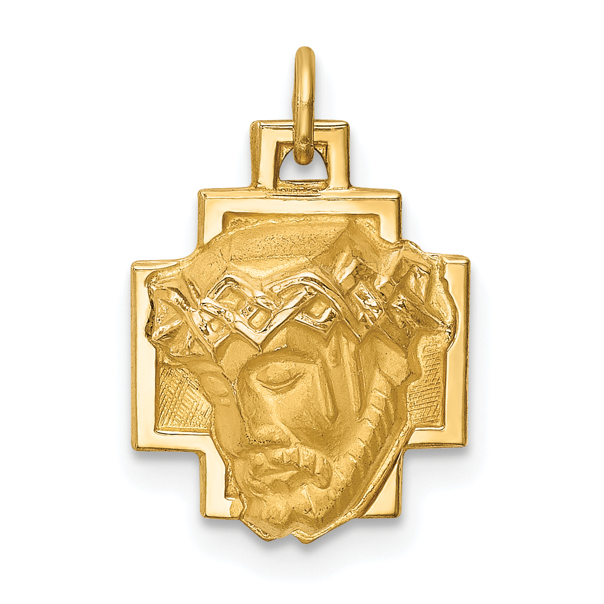 14k Hollow Polished/Satin Small Jesus Cross Medal (XR1734)