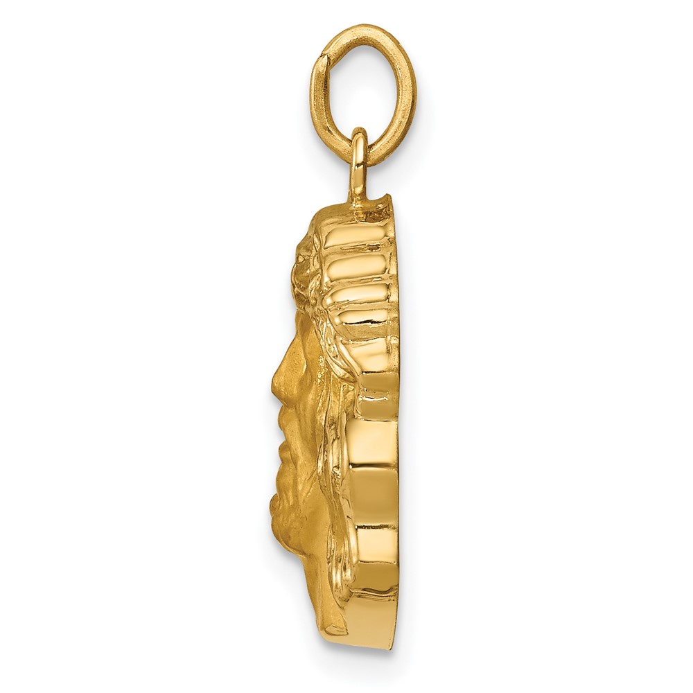 14k Hollow Polished/Satin Medium Jesus Medal (XR1738)