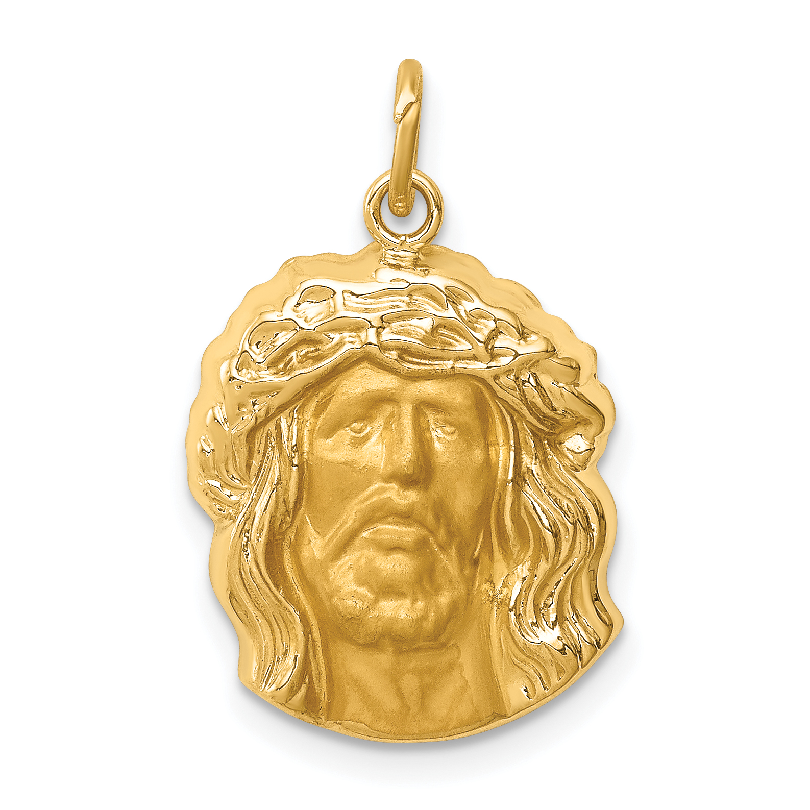 14k Hollow Polished/Satin Medium Jesus Medal (XR1738)