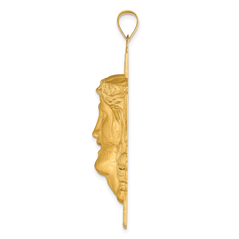 14k Hollow Polished/Satin Jesus Cross Medal (XR1743)