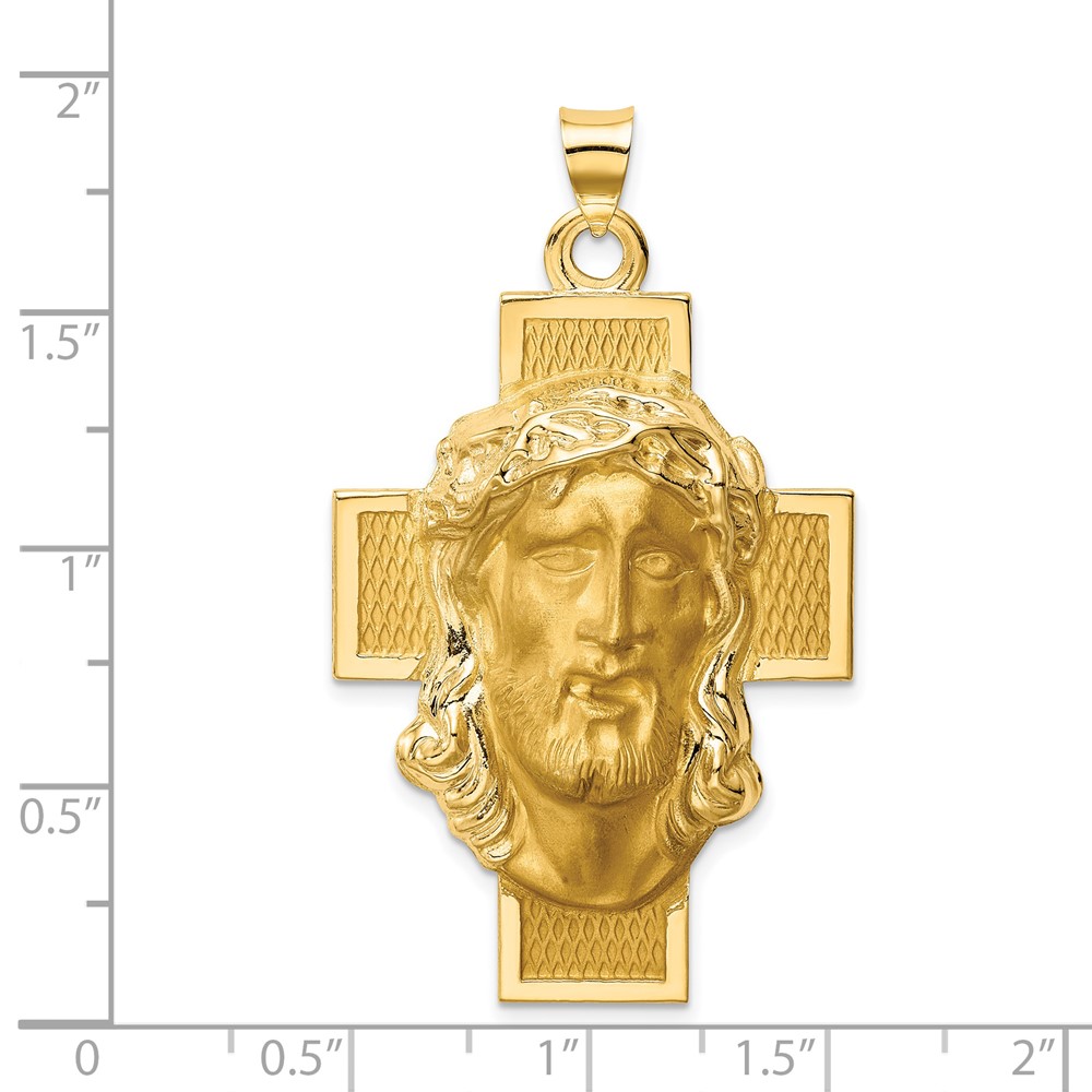 14k Hollow Polished/Satin Jesus Cross Medal (XR1743)