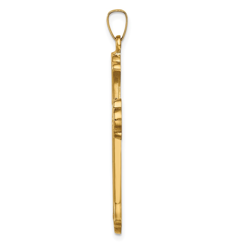 14k Hollow Polished Woven Fleur de Lis Cross (XR1821)