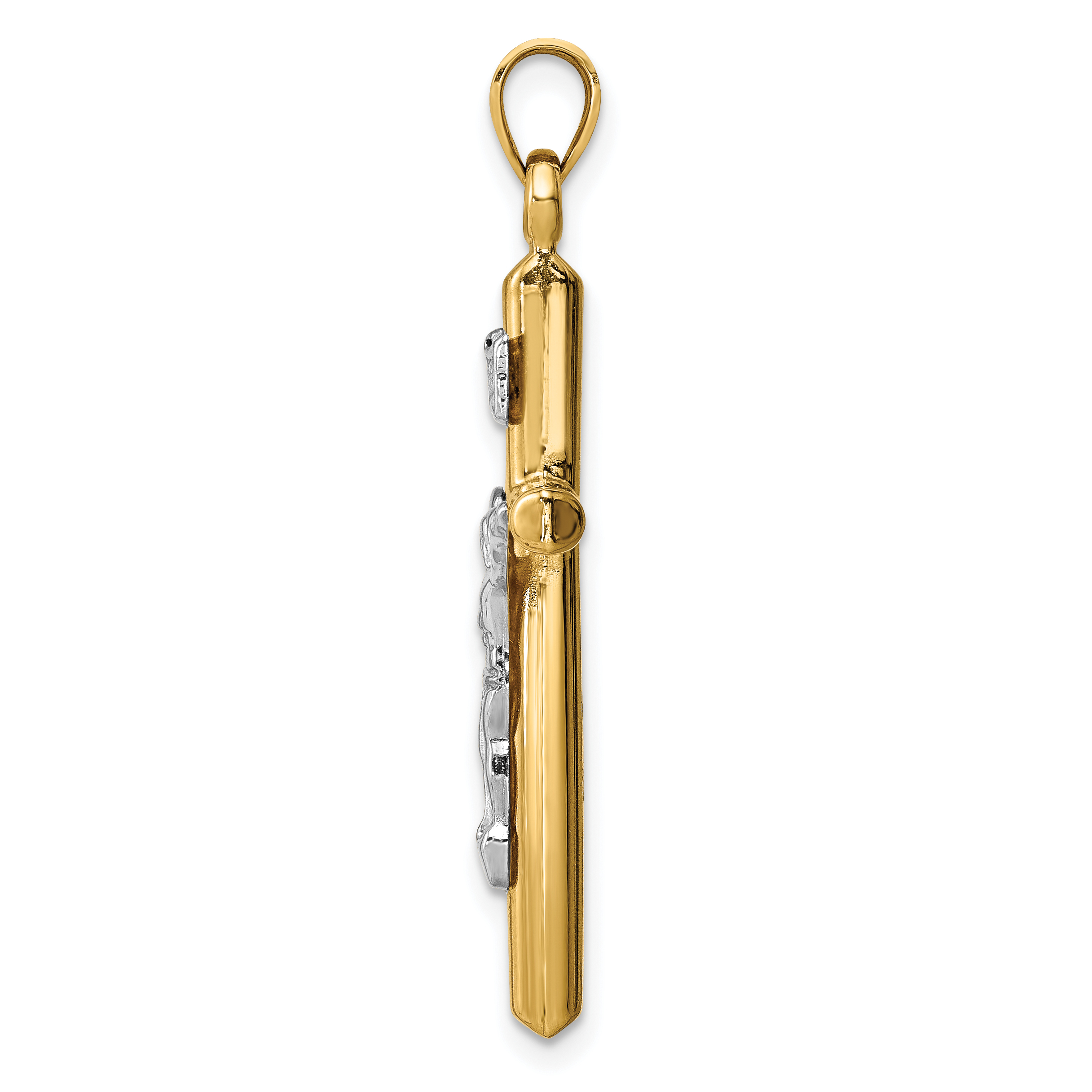 14k Two-tone Hollow Crucifix Pendant XR1846 - Picture 2 of 4