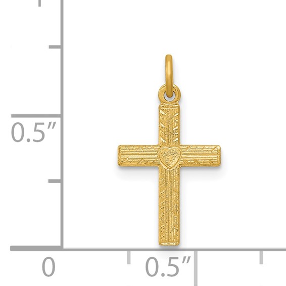 14k Heart Cross Charm