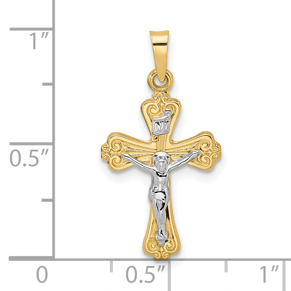 14k Two-tone Polished Solid INRI Crucifix Pendant | J.C.'s Jewelry