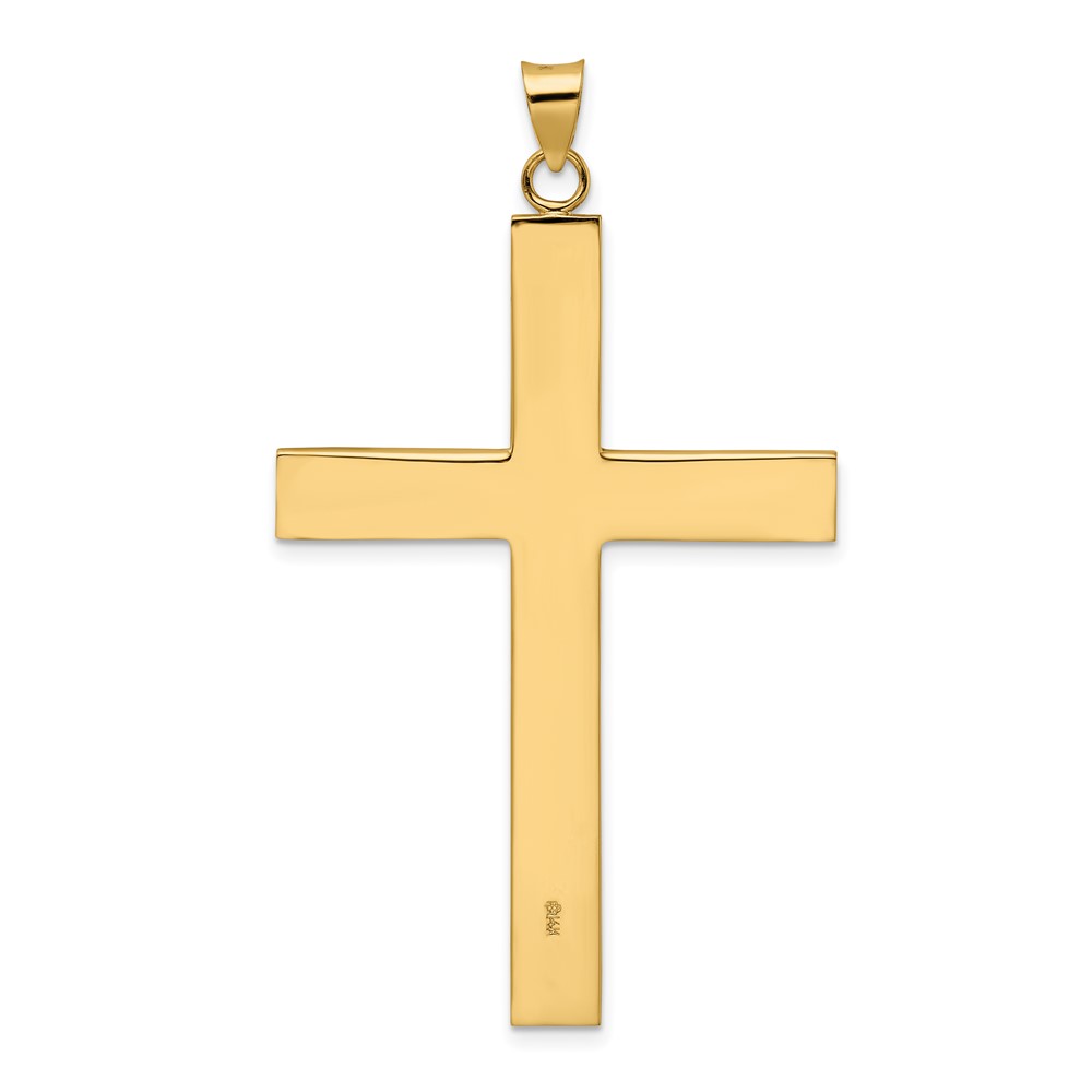 14k Polished and Line Design Solid Cross Pendant (XR1870)