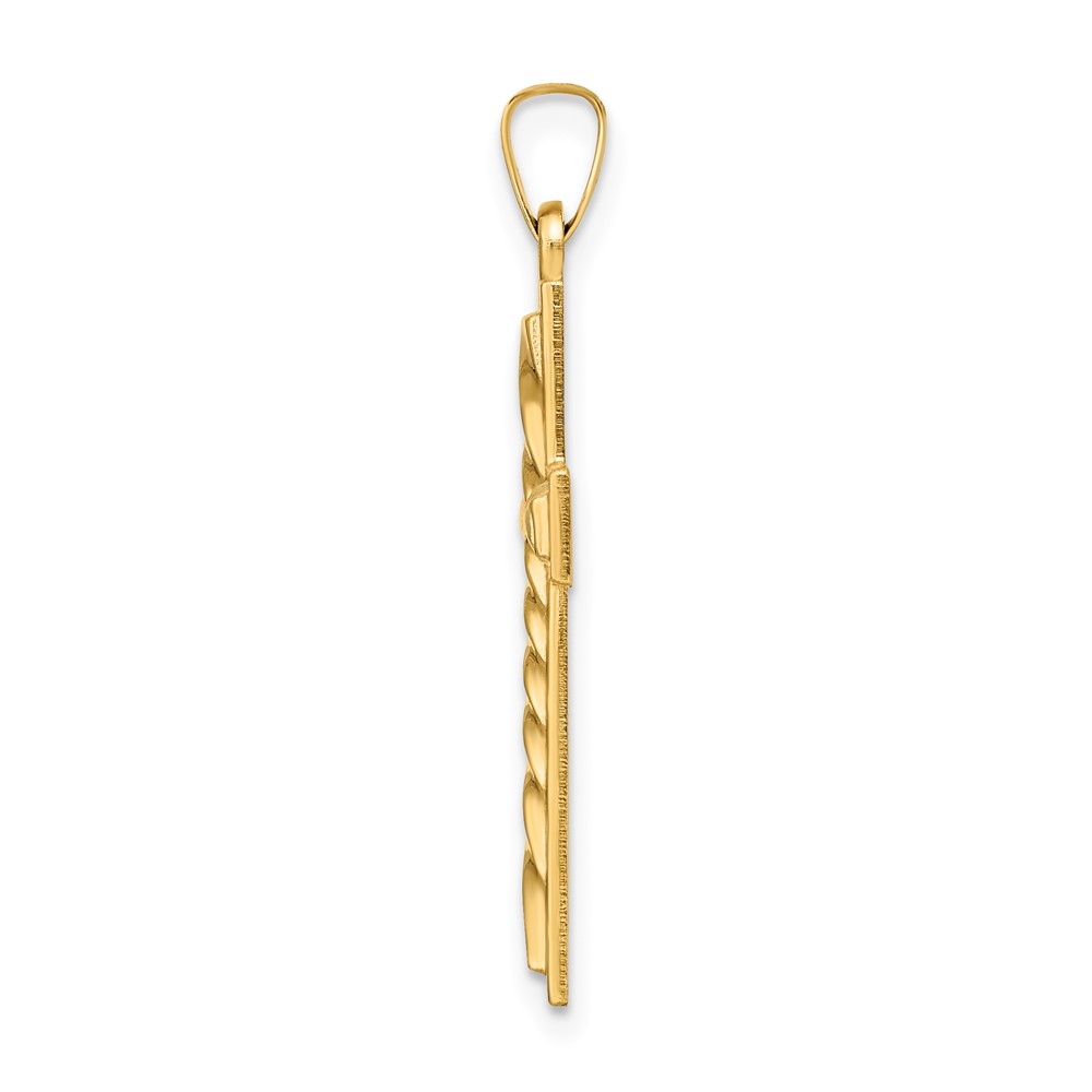 14k Polished and Twisted Hollow Cross Pendant (XR1874)