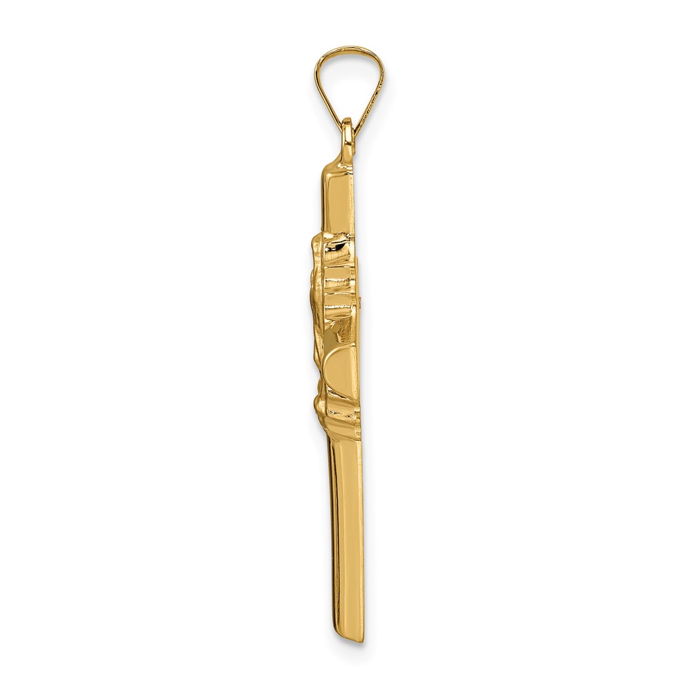 14k Polished and Satin Hollow Cross Pendant (XR1905)
