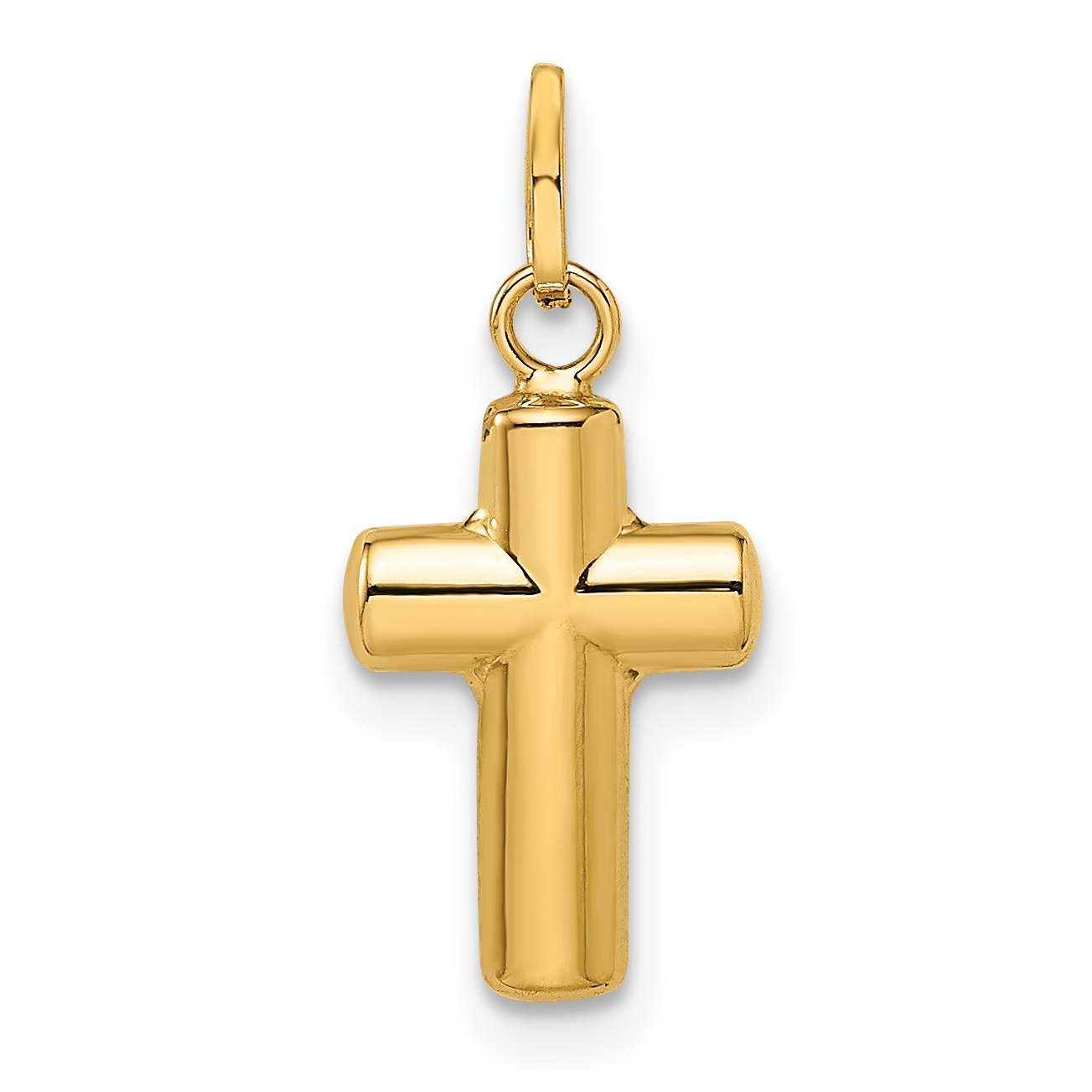 14k Polished Puffed Cross Pendant (XR1908)