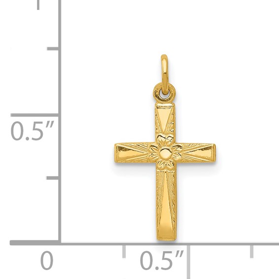 14k Floral Cross Charm