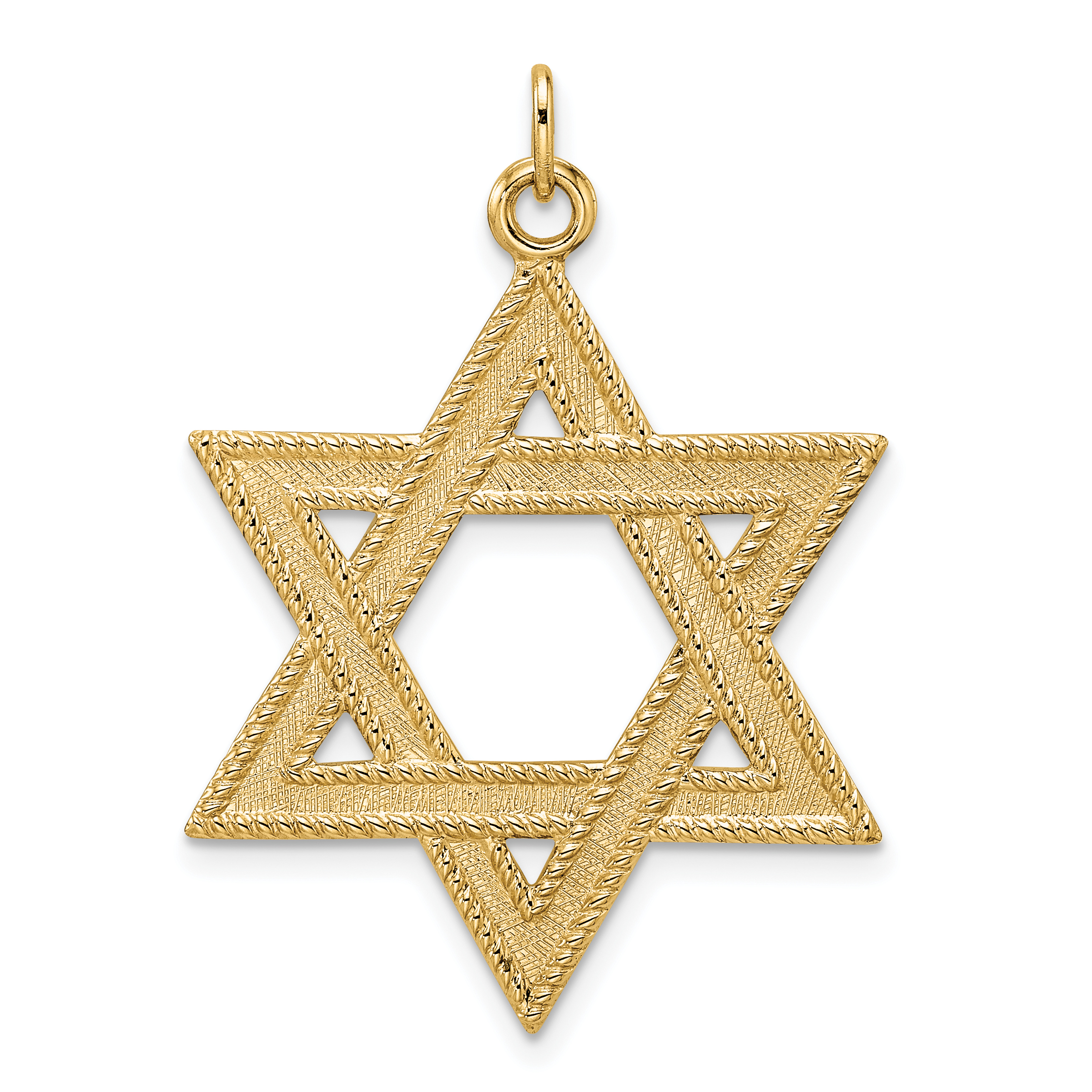 14k Polished and Textured Solid Star of David Pendant (XR1959)