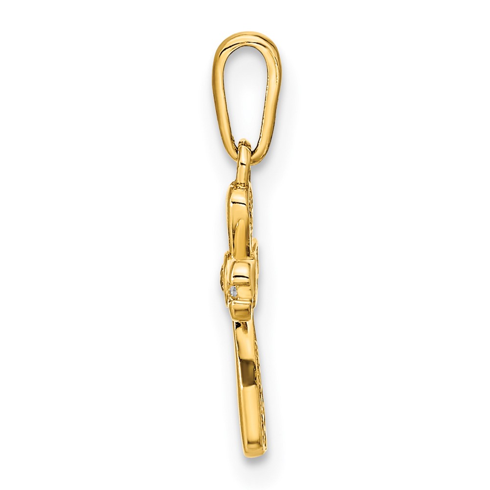 14K Polished CZ Cross Pendant (XR1968)