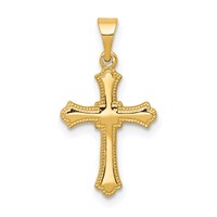 14K Budded Cross Charm view 1