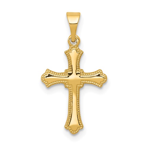14K Yellow Gold Budded Cross Charm