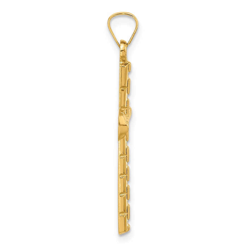 14k Polished and Textured Hollow Latin Cross Pendant (XR2079)