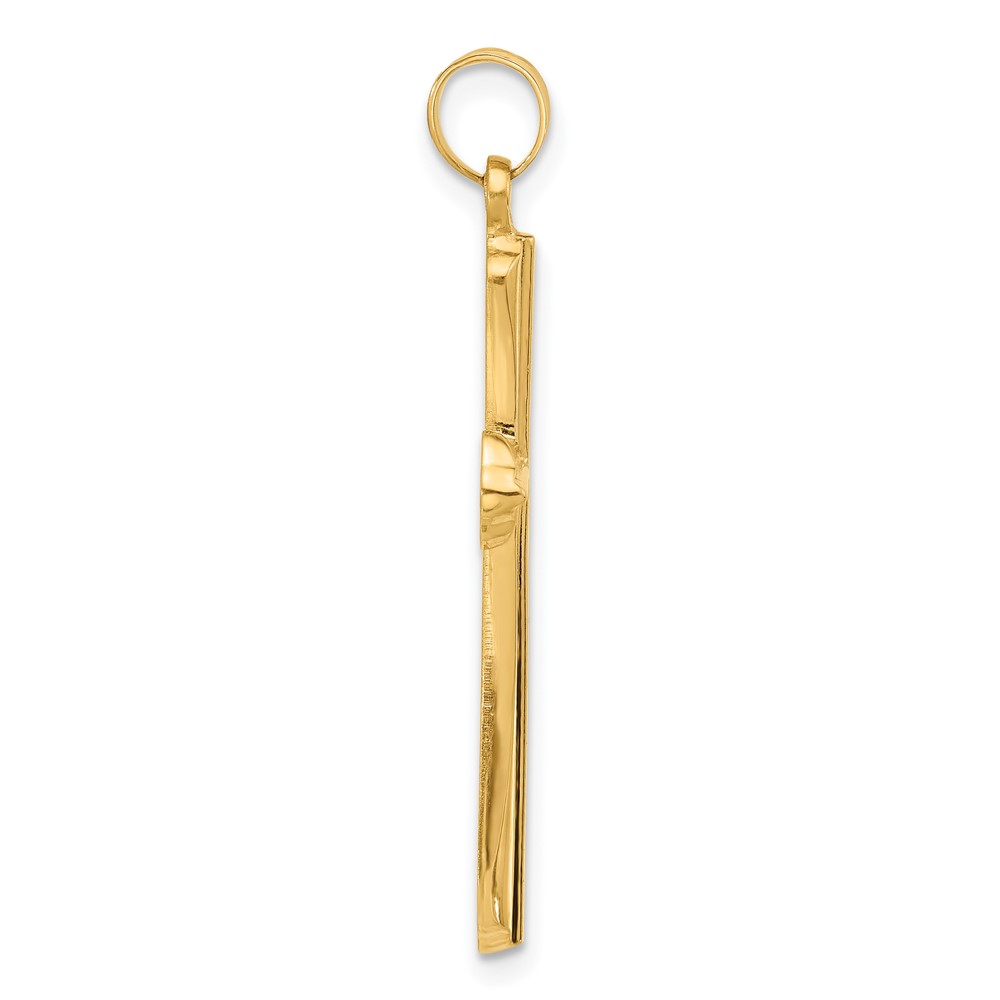 14k Polished and Grooved Hollow Cross Pendant (XR2081)