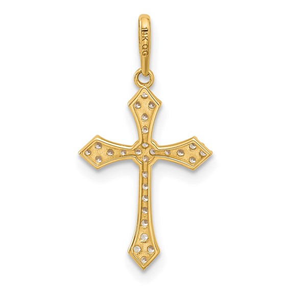 14k Polished CZ Passion Cross Pendant