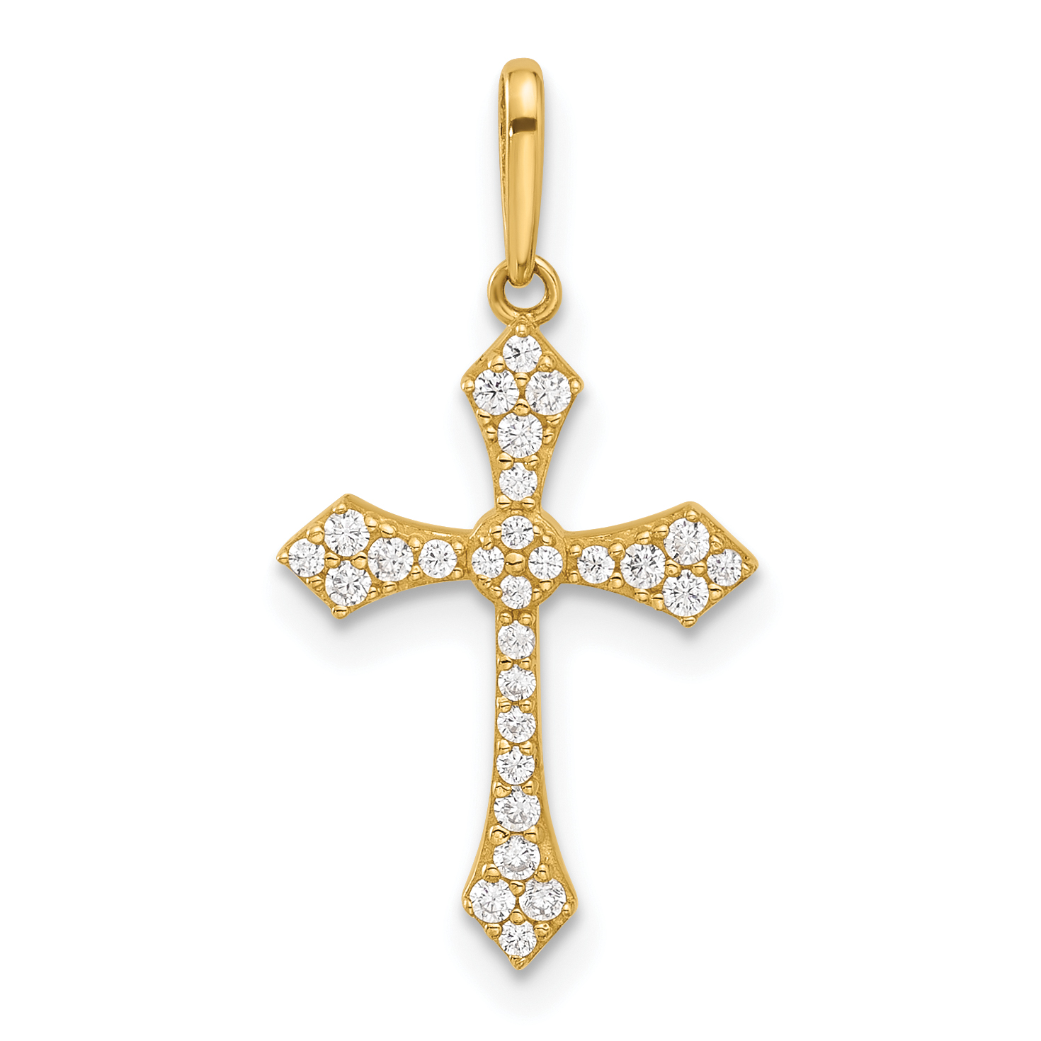 14k Polished CZ Passion Cross Pendant (XR2087)