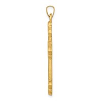 14K Yellow Gold Hollow Fleur De Lis Cross Pendant view 2