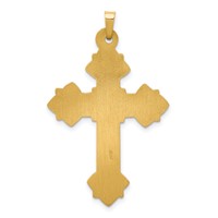 14K Yellow Gold Hollow Fleur De Lis Cross Pendant view 4