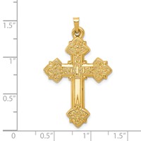 14K Yellow Gold Hollow Fleur De Lis Cross Pendant view 3