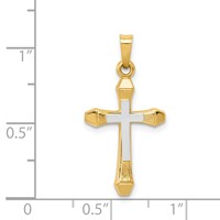 14K and White Rhodium Hollow Cross Pendant view 3