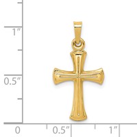 14K Yellow Gold Hollow Cross Pendant view 3