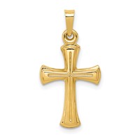 14K Yellow Gold Hollow Cross Pendant view 1