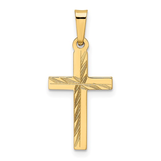 14k Diamond-cut Small Hollow Cross Pendant