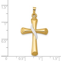 14K Two-Tone Hollow Cross Pendant with Drape view 3
