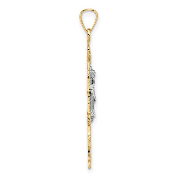 14k Two-tone Cara Vaca Crucifix Pendant