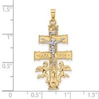 14K Two-tone Cara Vaca Crucifix Pendant view 3