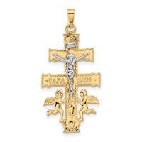 14K Two-tone Cara Vaca Crucifix Pendant view 1