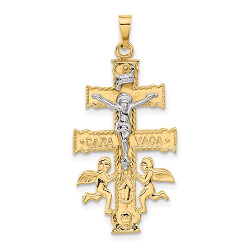 14K Two-tone Cara Vaca Crucifix Pendant