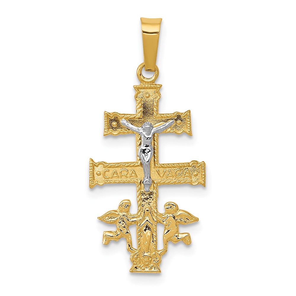 14k Two-tone Cara Vaca Crucifix Pendant