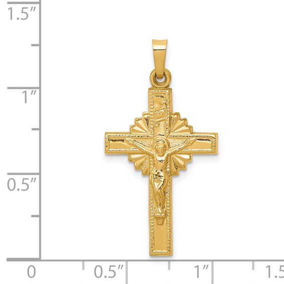 14k INRI Hollow Iona Crucifix Pendant