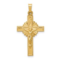 14K Inri Hollow Iona Crucifix Pendant view 1