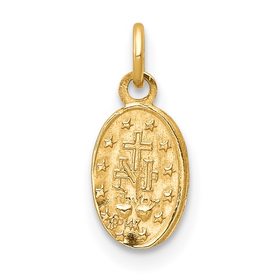 14k Polished Solid Small Miraculous Medal Oval Charm