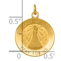 14K Yellow Gold Polished and Satin Solid Our Lady of Loreto Medal Round Charm view 3