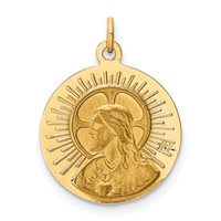 14K Polished and Satin Solid Matka Boska Czestochowska Medal Reversible Round Pendant view 4