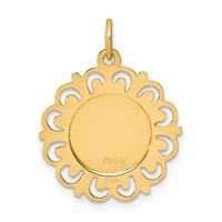 14K Yellow Gold Polished and Satin Solid Infant of Prague Medal Scalloped Edge Round Charm view 4