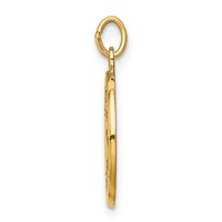 14K Yellow Gold Polished and Satin Solid Jesus, Mary, Joseph Medal Round Charm view 2