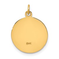 14K Yellow Gold Polished and Satin Solid Jesus, Mary, Joseph Medal Round Charm view 4