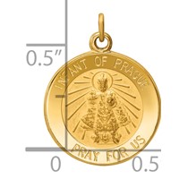 14K Yellow Gold Polished and Satin Solid Infant of Prague Medal Round Charm view 3